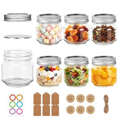 8 oz Mason Jars 6-Pack with Silver Lids, Airtight Glass Canning Jars for Spic...