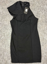 Fashion Nova Women's Black Solid High Neck Sleeveless Ruffle Bodycon Mini XL