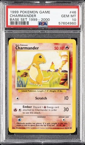1999 POKEMON BASE SET 1999-2000 "4TH PRINT" #46 CHARMANDER PSA 10