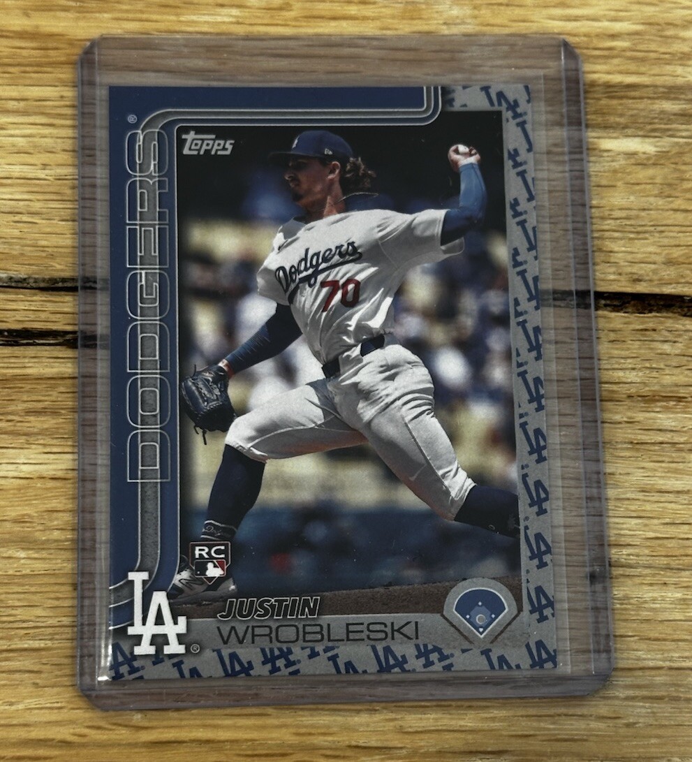 Justin Wrobleski Team Logo Color Border RC 2025 Topps Series 1  Dodgers SP