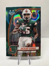 Bowman Chrome U Football 2024 Jacolby George Teal Lava Refractor #84 Miami