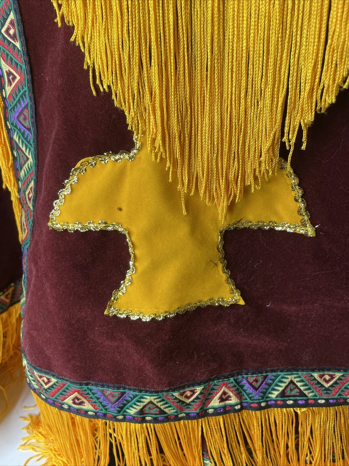 Disfraz Vintage Rubíes Vestido Nativo Indio Talla Pequeña Terciopelo LEER Foto 3 de 4