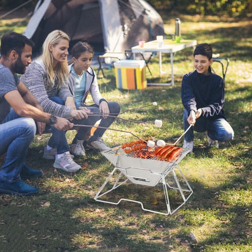 Stainless Steel BBQ Grill Portable Camping Fire Pit for Camping Garden