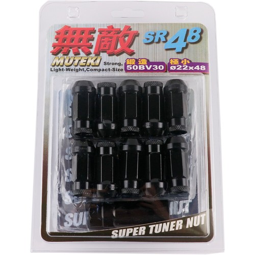 M12*1.25 Black MUTEKI SR48 Steel Cone Seat Extended Wheel Rims Lug Nuts 20pcs - Picture 3 of 6