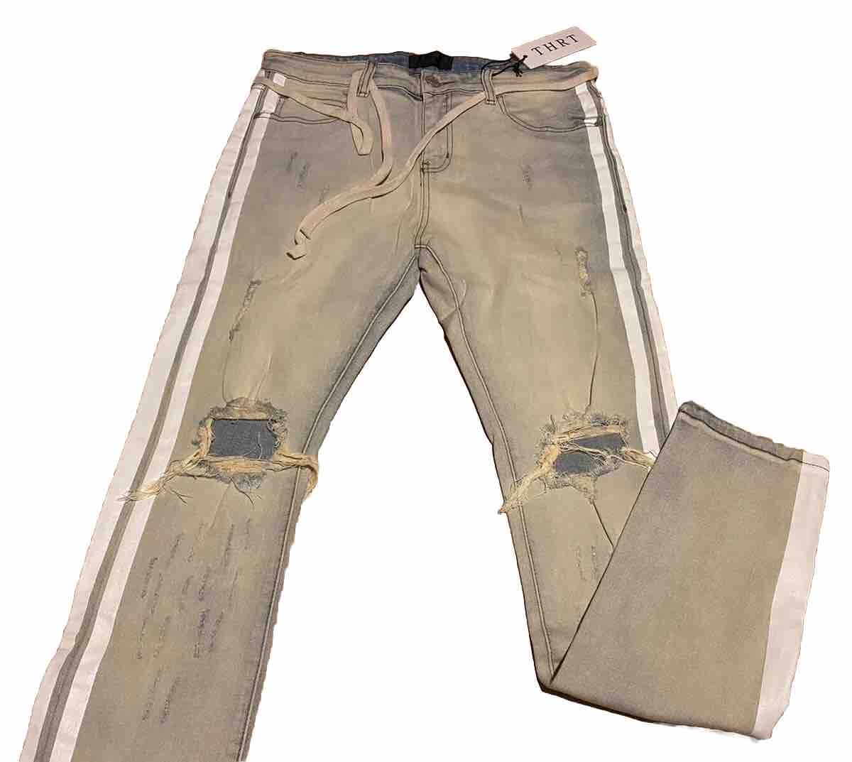 THRT DENIM  Ripped JEANS Pants SIze 34 RARE NEW Distressed Blue NWT
