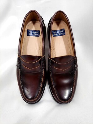 Nunn Bush Comfort Burgundy Penny Loafer Mens Size 8. Leather Upper Rubber Sole