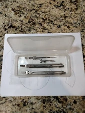 Rare, old geometric/Mathematical tools (Compasses) Color: Grey Metal, White case