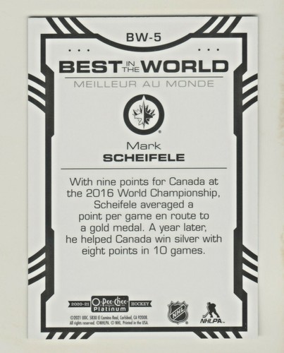 2020-21 OPC Platinum BEST IN THE WORLD #BW-5 MARK SCHEIFELE Winnipeg Jets - Picture 2 of 2
