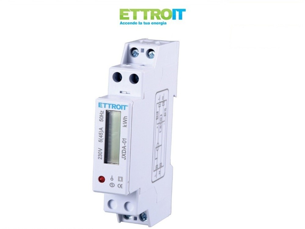 CONTATORE ENERGIA ELETTRICA MONOFASE SU GUIDA DIN PER USO DOMESTICO 1 MODULO AC