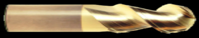 HTC 1/2'' Solid Carbide Spoon Cutter End Mill, 2 Flute, 45° Ball End, ZrN, USA