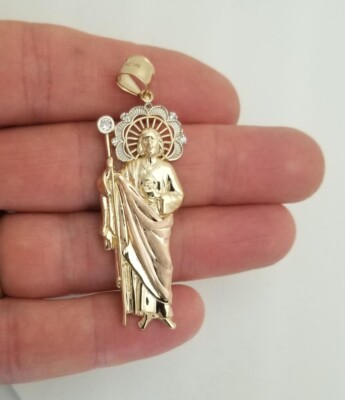 14k Tri-Color Gold Saint Jude Pendant St San Judas Necklace | eBay