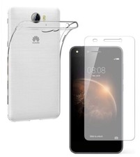 PROTECTOR PANTALLA CRISTAL TEMPLADO COMPACTO PARA HUAWEI Y6 II 2 + FUNDA SILICONA TRANSPARENTE
