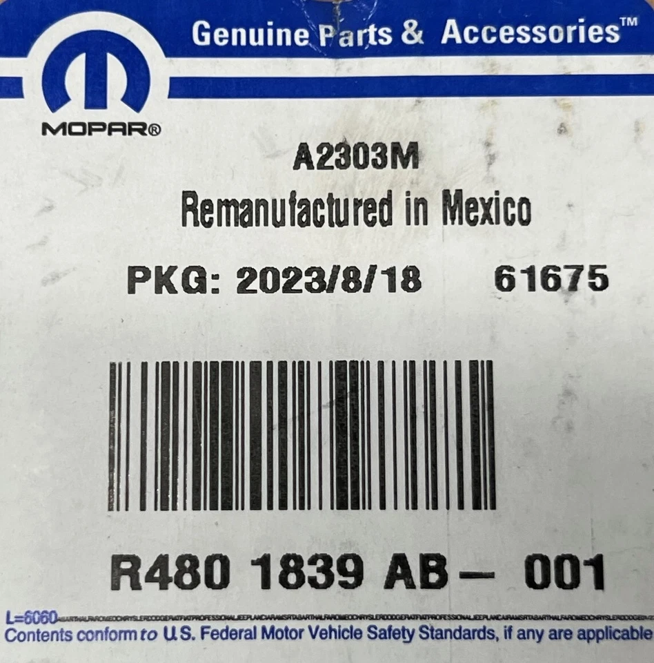 R4801839AB Remaned By Mopar 2011-2021 Promaster Gr Caravan Journey Avenger 200 Foto 2 de 3