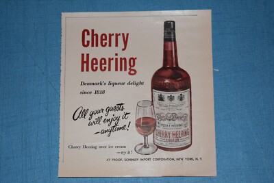 Vintage 1952 Cherry Heering Liqueur Print Ad.