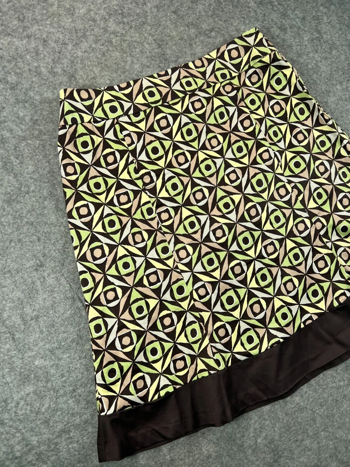 Falda Dressbarn Midi Línea A Mujer 16 Marrón Verde Geométrica Trabajo Informal Damas Foto 4 de 4