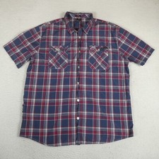 Vintage Enyce Casual Button Down Men Size 5X Navy Blue/Multicolor Short Sleeve