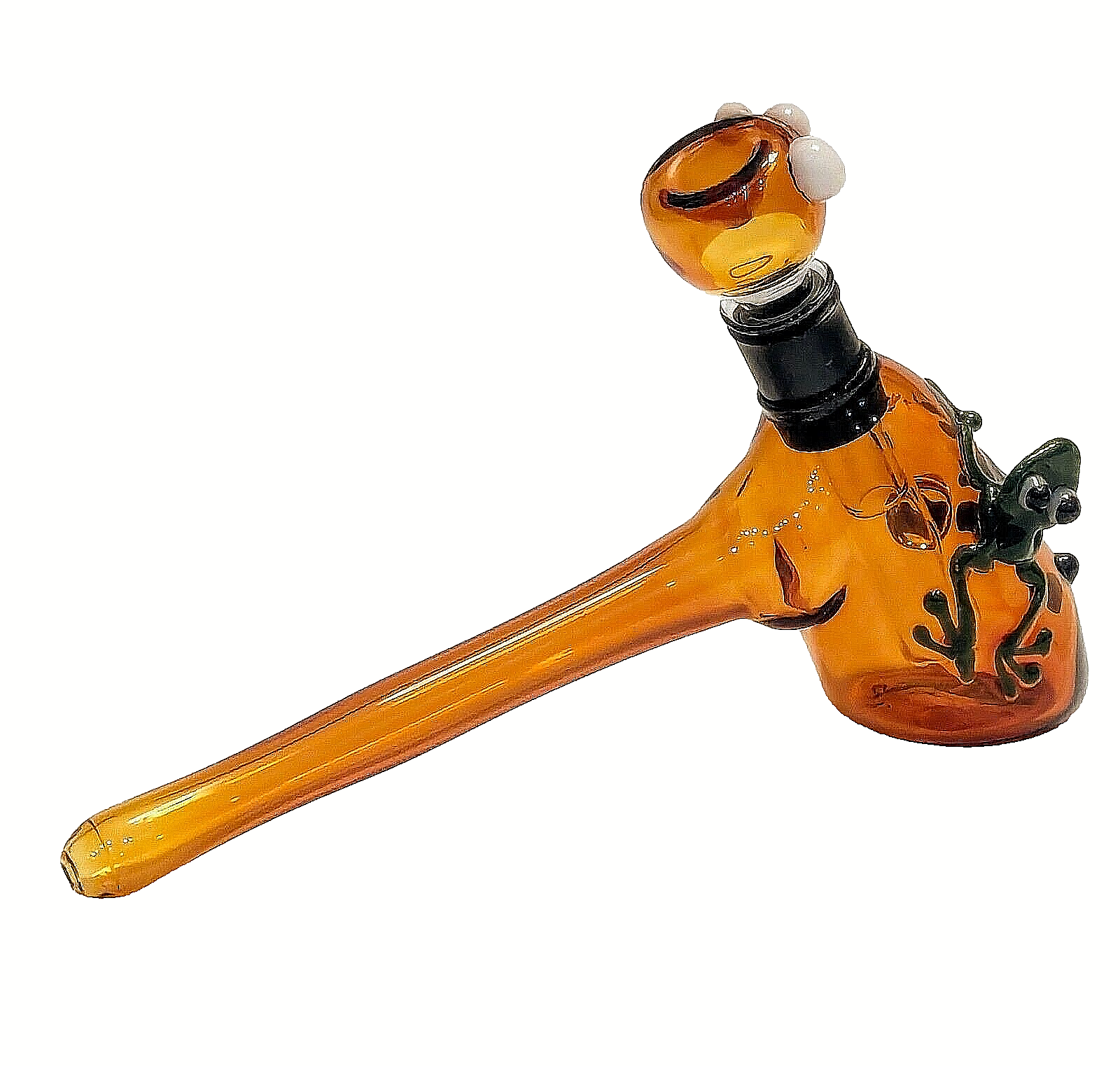 GLASS HAMMER BUBBLER [J] THICK AMBER GLASS! SPLASHY HAPPY FROG, and DICRO MILO!!