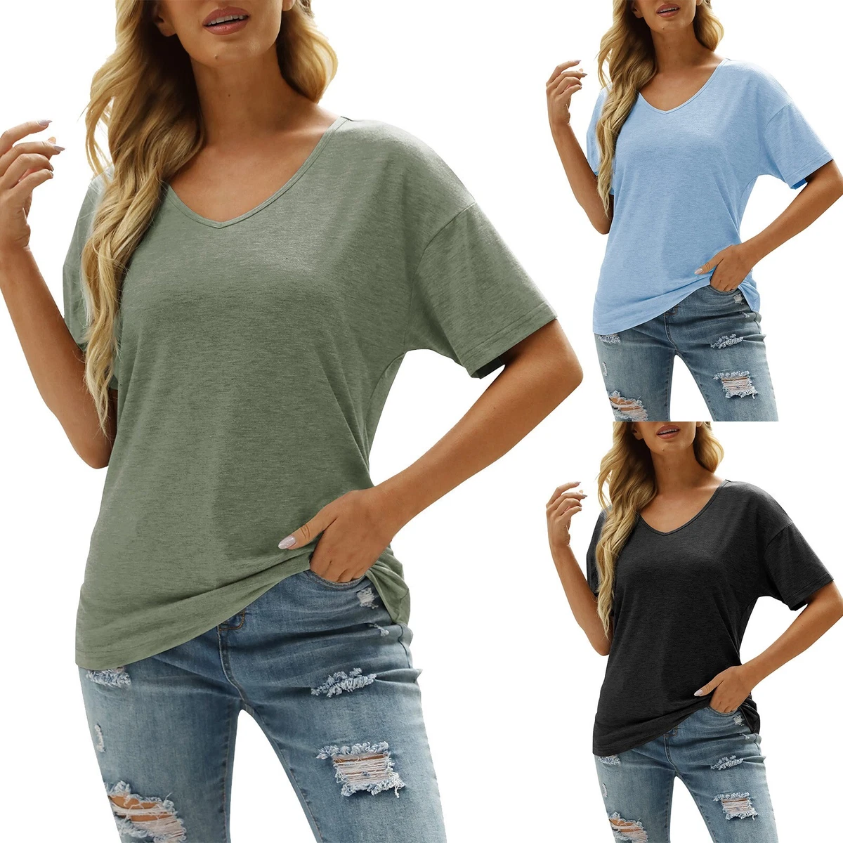 Casual v neck deals t shirts women's
