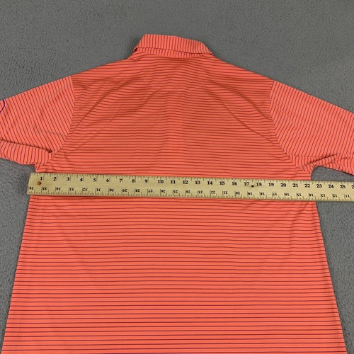 Donald Ross Polo Shirt Men Medium Orange Striped Polyester Short Sleeve Collared - Picture 9 of 10