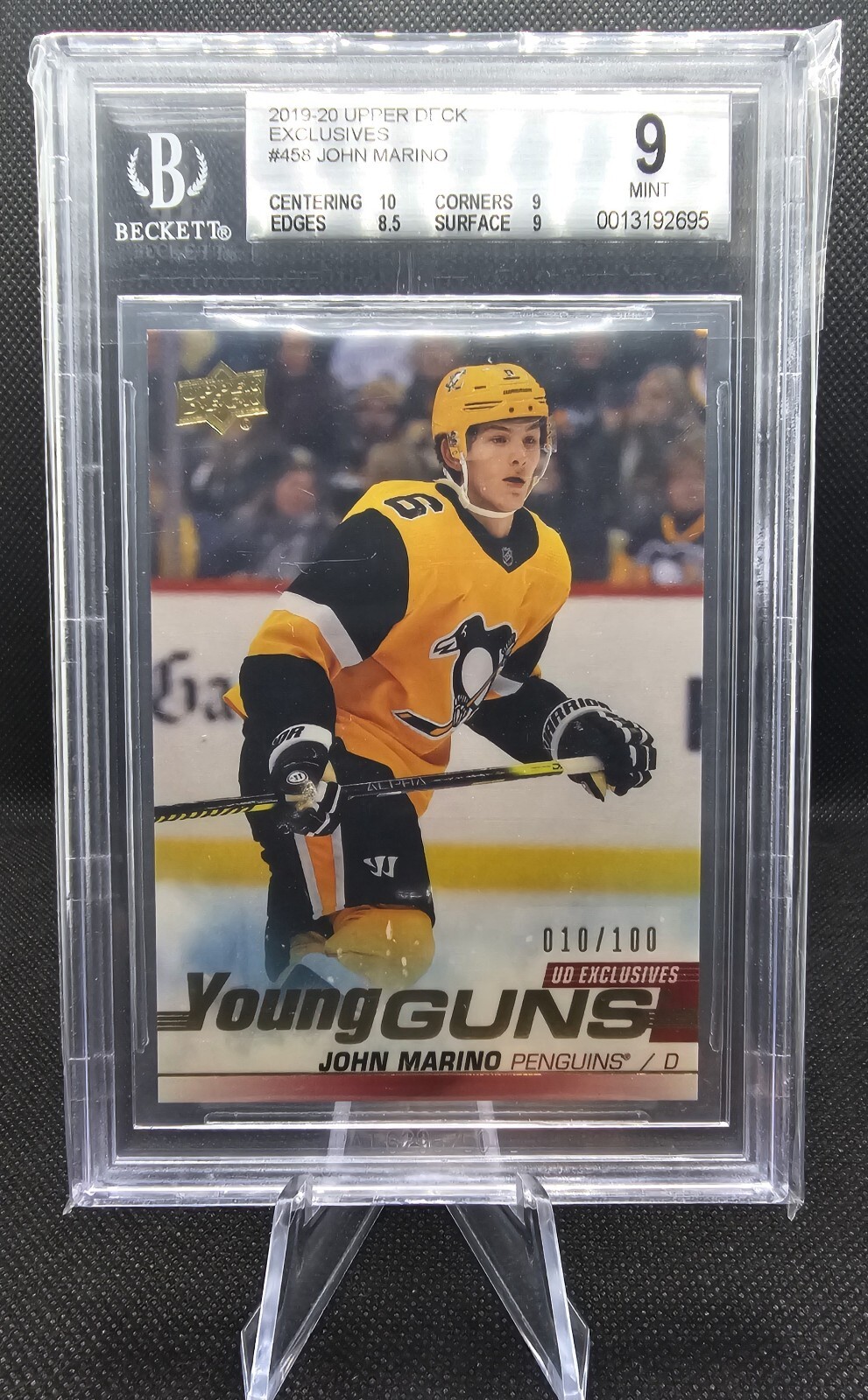 2019-20 Upper Deck Young Guns UD Exclusives /100 John Marino #458 Rookie RC