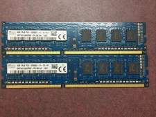 LOT OF 2 SK Hynix 4GB PC3-12800U DDR3-1600 Desktop Memory RAM HMT451U6AFR8C-PB
