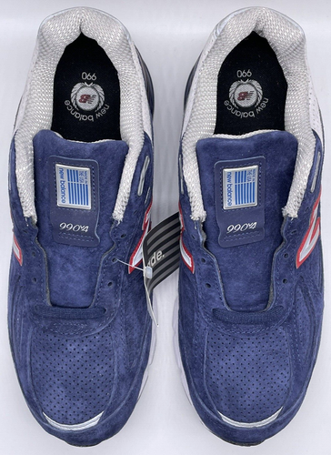 New Balance Mens 990v4 Made In USA Navy Red M990BR4 Size 8 D NWOB Suede Run - Picture 3 of 13