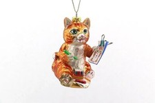 Orange Glass cat ornament