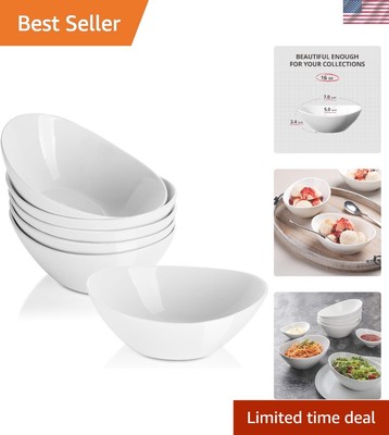 Versatile 7-Inch Porcelain Bowls - Set of 6 for Salad, Soup, and Dessert (16 Oz)