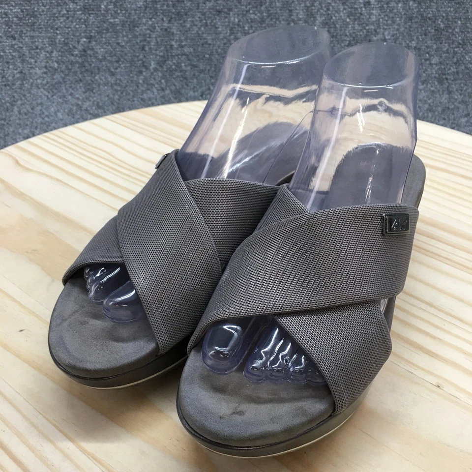 Anne Klein 运动凉鞋女式 7M Felisha 滑灰色休闲舒适楔形高跟鞋 — 第 3/4 张图片