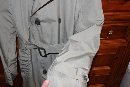 VTG US ARMY MILITARY LONG RAIN COAT ZIP OUT SATIN LINING MINT COND 38XL W/BELT - Picture 3 of 9