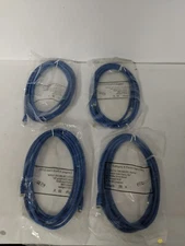 Lot of 4 ETHERNET NETWORK CABLE  CATEGORY 6 PATCH CORD (UTP) Length 10FT BLUE