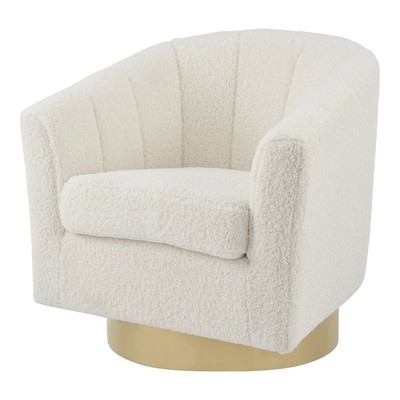 New Pacific Direct Natasha 18'' Faux Shearling Fabric Accent Arm Chair in Beige