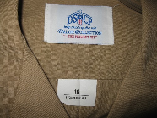 DSCP men's short sleeve polyester/wool blend khaki military shirt size 16 - Picture 2 of 2