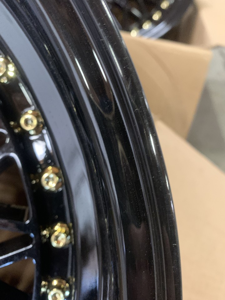 16x8 +15 Aodhan AH05 4x100/114.3 Full Black (Gold Rivet) Wheels (Used ...