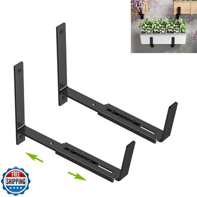 YandM Adjustable Window Box Brackets for Planter Box, Heavy Duty Wall Mounted