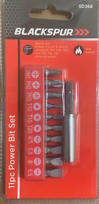 Power Bit Set Schlitz Torx Kreuzpunkt Schraubendreher 25mm 11 x Magnet Bithalter