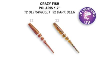 CRAZY FISH POLARIS 1.2'' Soft Eatable Lures UV Lightning 16pcs Java Stick