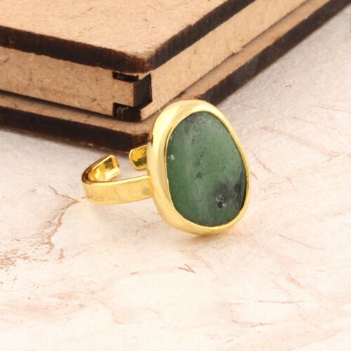 Amazing Design Ruby Zoisite Yellow Gold Plated Handmade Adjustable Ring For Her  - Picture 1 of 3