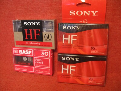 2-Sony HF90 1-HF60 1- BASF 90  Type I Normal Bias 90m Blank Cassette New sealed