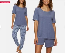Felina Ladies 3 Piece Lounge Pajama PJ Set Sleepwear  | E42(BLUE, XXL )NWT