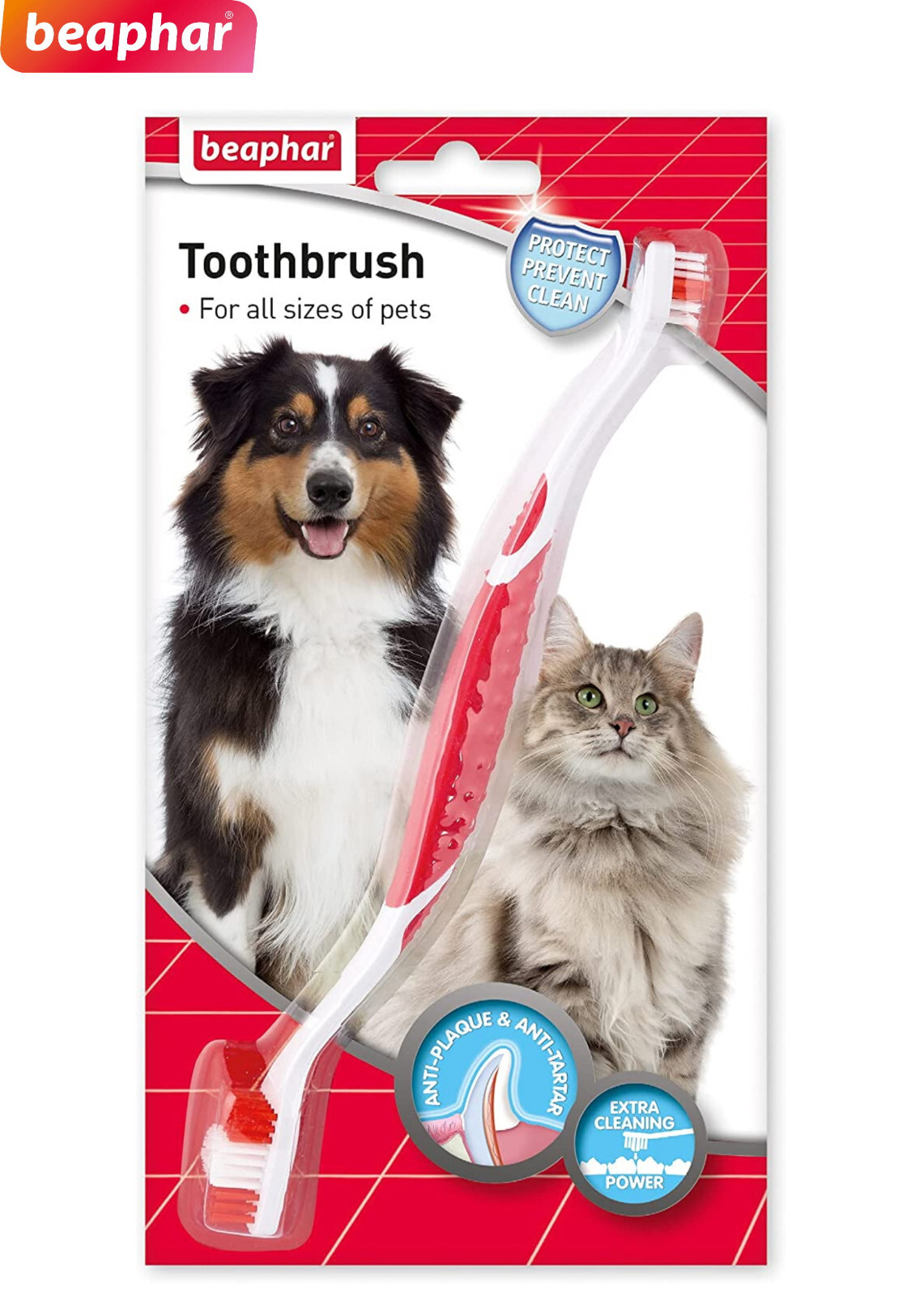 BEAPHAR PET CAT DOG TOOTHBRUSH TWO ENDED DENTAL HYGIENE FIGHT PLAQUE BAD BREATH