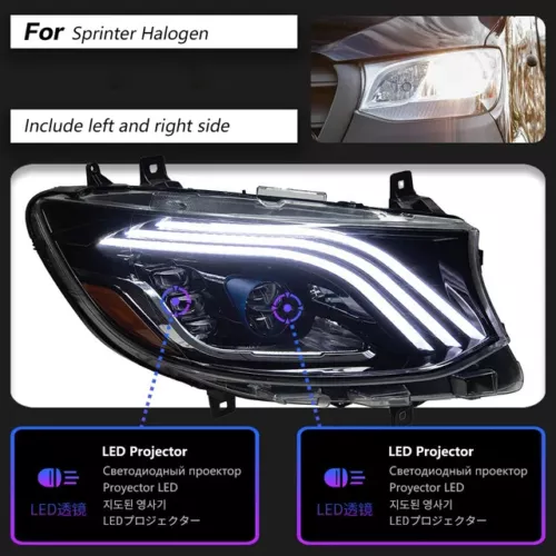 2X Upgrade Full LED Headlight Assembly Head Lamp For Mercedes Sprinter 2018-2023 - Picture 5 of 14