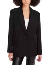 Steve Madden Womens Blazer Black Oversized Shoulder Pads Pocket Long Sleeves XL