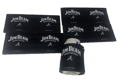 Jim Beam Braves Wrap Around Koozie Getränkeverpackung selten Werbe MLB MENGE 5
