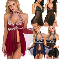 Women Sexy Lingerie Lace Sheer Babydoll Underwear Nightwear Valentine's Day Gift