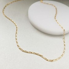 Genuine 18K Gold Filled 16"/18/20/22/24/30" 2mm Thin Figaro Chain Necklace A139G