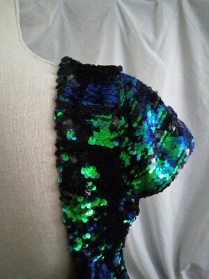 Dear Moon Blue/Black Sequin Dress Sz 13