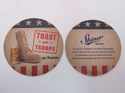 Tx Bier Untersetzer ~ Shiner Bock ~ Toast Unsere Troops! Stiefel Campaign