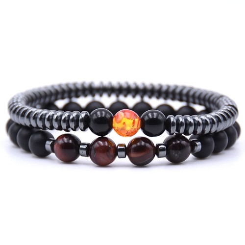 2Pcs/Sets Natural Stone Bracelets Hematite Bracelets Women Men Bracelets Jewelry - Picture 12 of 33