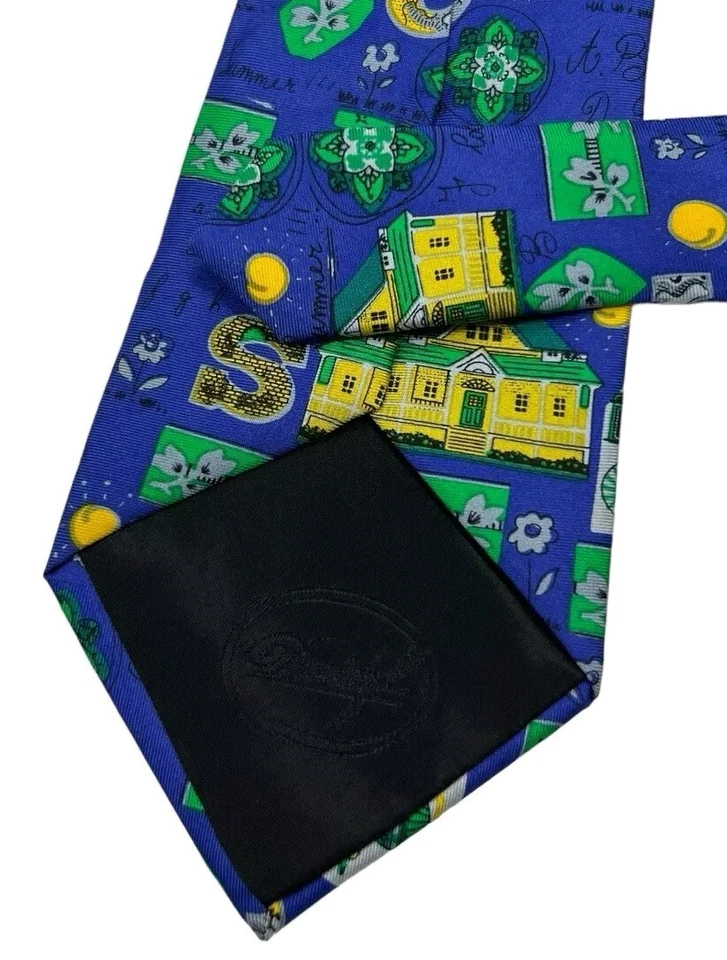 Corbata de seda DAVIDOFF ITALIA azul verde arte con:4" usada en excelente estado Foto 4 de 4